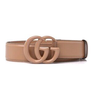 Gucci Azalea Calfskin Enamel Monochrome GG 40mm Belt Camelia 120cm 400593